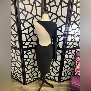 Nasty Gal black one shoulder dress with back cutout